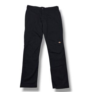 Dickies Twill Work Pants Men's 34x32 Black Skinny Straight Flex Double Knee